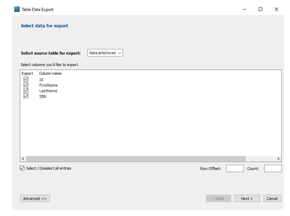 MySQL to Databricks - select columns