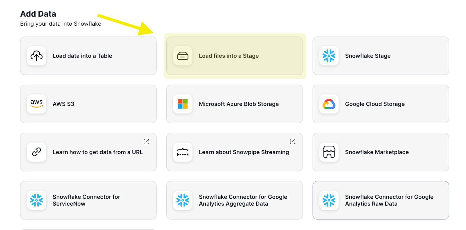 MySQL to Snowflake - Add Data - Load Files into a Stage