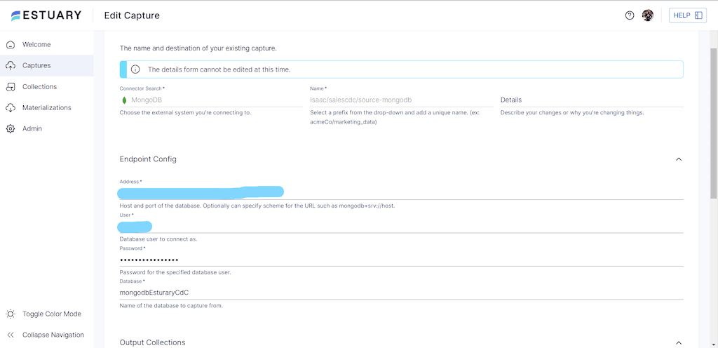 mongodb change data capture estuary capture