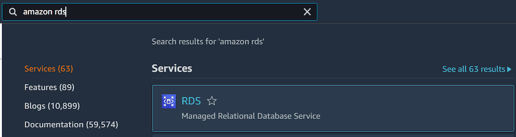 Postgres to Snowflake - Configure an AWS RDS for the Postgres instance - Search for Amazon RDS in AWS