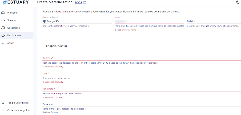 CSV to PostgreSQL - Materialization Details