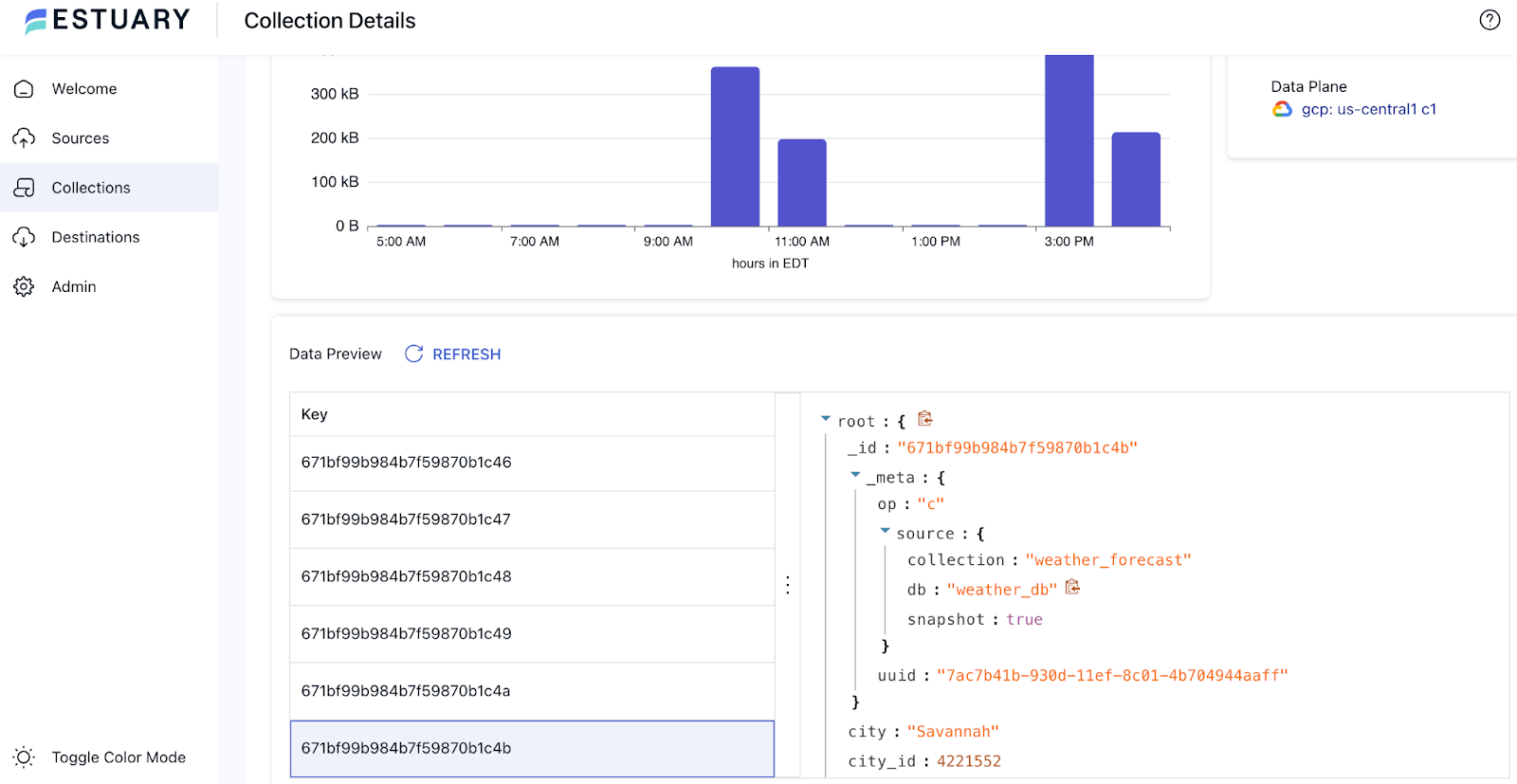 real-time monitoring with databricks and estuary flow - collection details