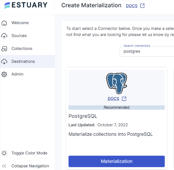 CSV to PostgreSQL - Postgres Materialization