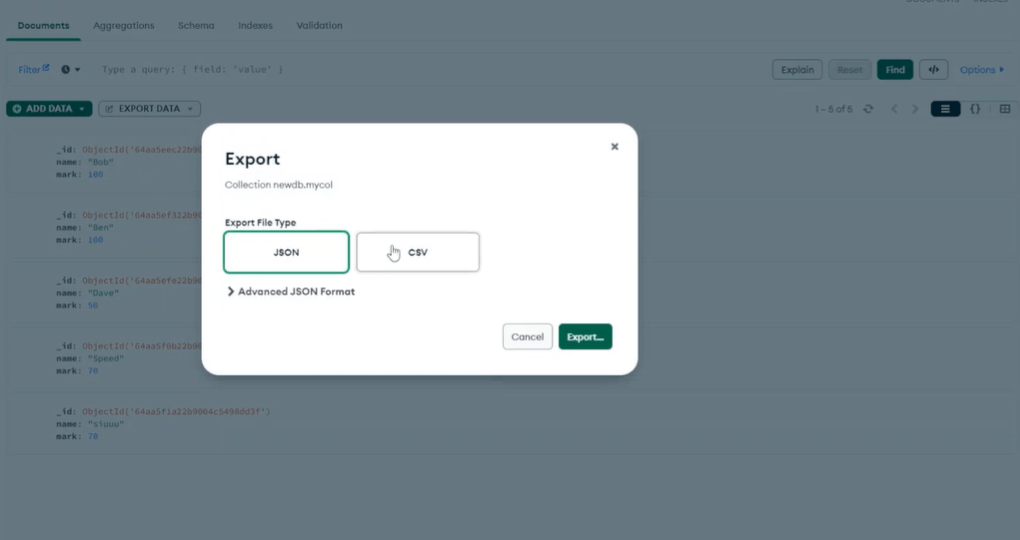 MongoDB to Databricks - Export in CSV file format